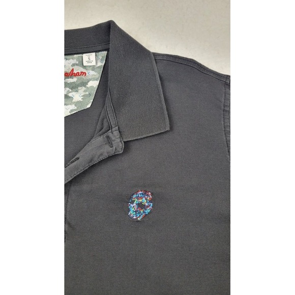 Robert Graham Polo Shirt Black Skull Mens Small S Classic Fit Supima Cotton‎ - Picture 1 of 7